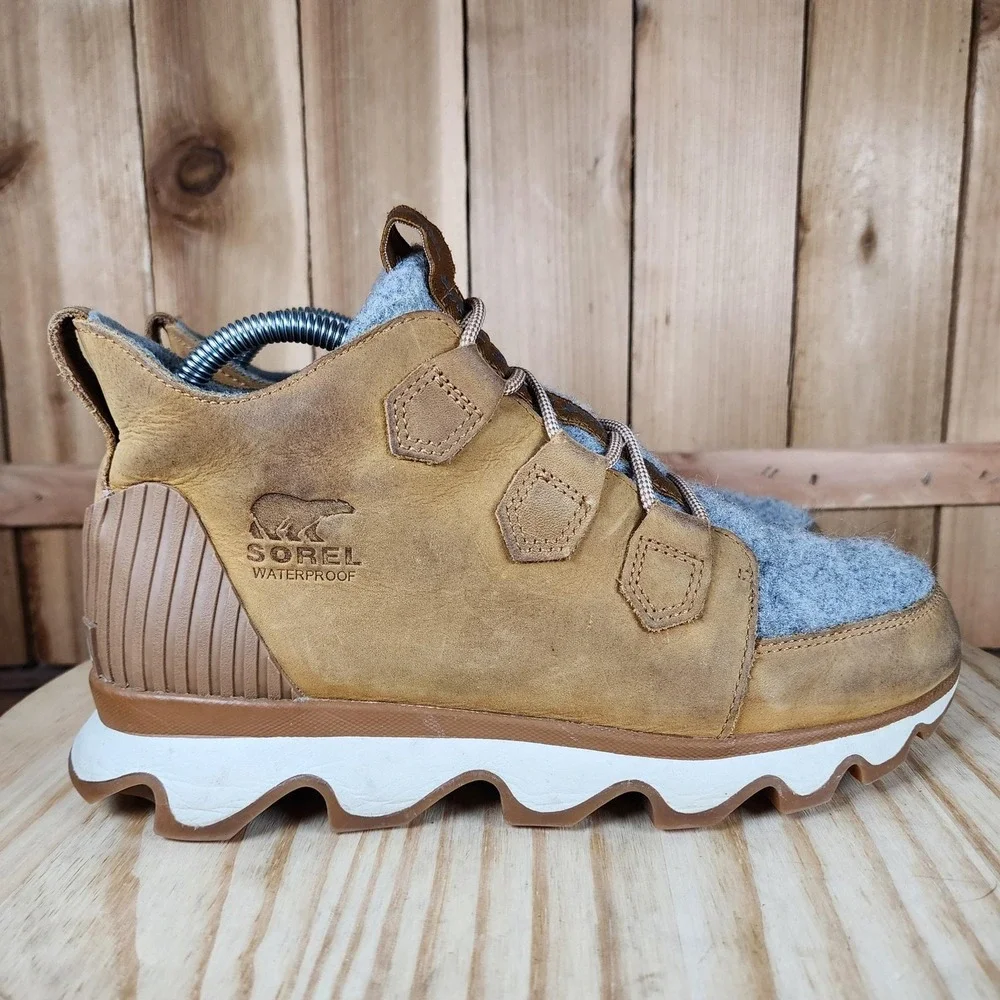 Sorel Kinetic Caribou Boots Womens 8.5 Brown Leather Waterproof‎ Winter Snow